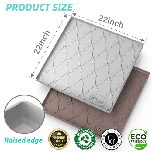 Waterproof Under Sink Mat 22" x 22" Silicone Mat Cabinet Protector (White / 22"W x 22"L)