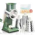 Upgraded Rotary Cheese Grater with 3 Interchangeable Stainless Steel Drums (Olive Green)