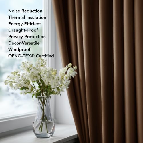 Blackout Curtains for Bedroom 108 Inches Long (Brown / 70"W x 108"L (Pack of 2))