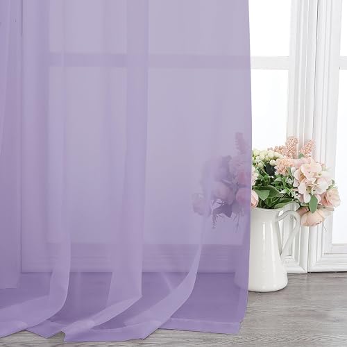 Lilac Sheer Curtains 96 inches Long 2 Panels (Lilac / 42"W x 96"L (Pack of 2))
