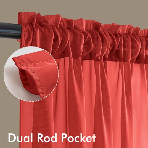 Red Christmas Sheer Curtains 90 Inches Long 4 Panels 42 x 90 Inches (42"W x 90"L (Pack of 4) / Red)
