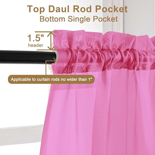Sheer Curtains 63 Inch Length 2 Panels (Hot Pink / 42"W x 63"L (Pack of 2))