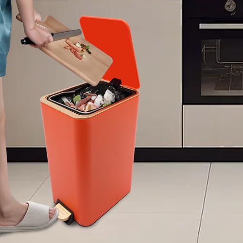 12 Liter 3.17 Gallon Bathroom Trash Can with Lid Soft Close (Orange)