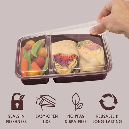 Prep 2 Compartment Meal Prep Containers with Lids (Burgundy)