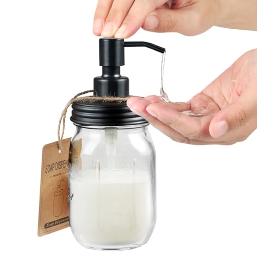 Mason Jar Liquid Soap Dispenser (Black / 4 Pack)