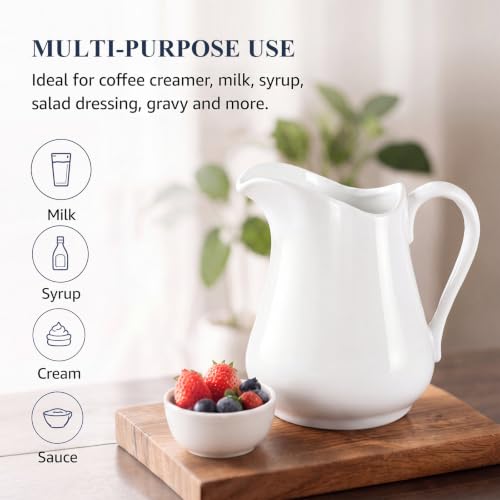 1 Pcs 32 oz Ceramic Creamer Pitcher with Handle (32 oz)
