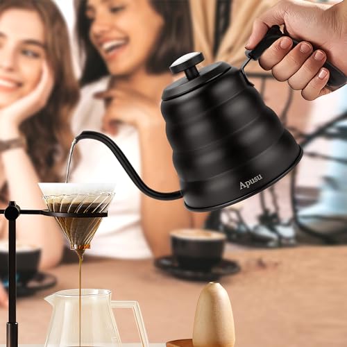 Tea Kettle For Stovetop (Black (with Thermometer) / 1.3 Quarts)