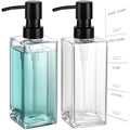 Glass Soap Dispenser with Stainless Steel Pump (Clear Bottle + Black Pump / 2 Pack)