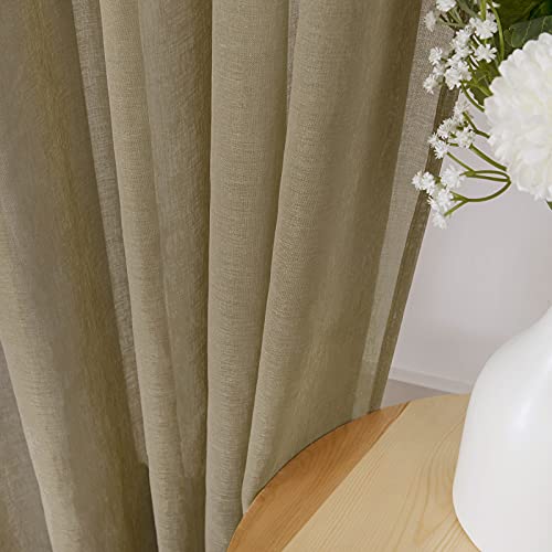 Sheer Curtain Linen Textured Bedroom Curtains Sheer Light Filtering Rod Pocket Voile Curtain for Living Room (54"W x 95"L (Pack of 2) / Taos Taupe)