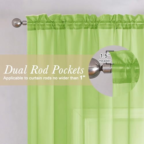Lime Sheer Curtains 78 Inches Long 2 Panels (Lime / 42"W x 78"L (Pack of 2))