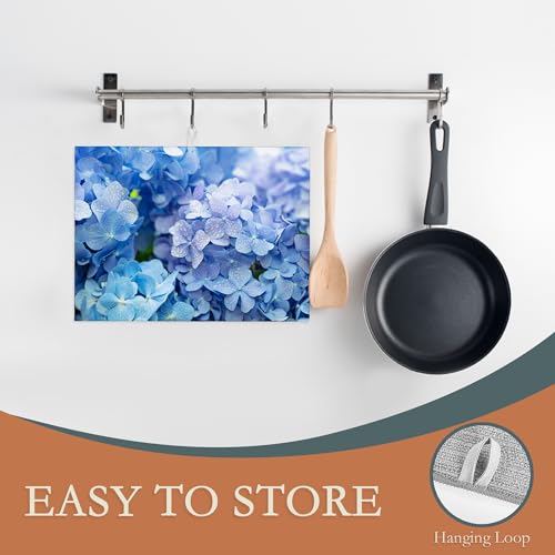 Blue Hydrangea Flower Dish Drying Mats 18x24 Inch (Blue Hydrangea Flower)
