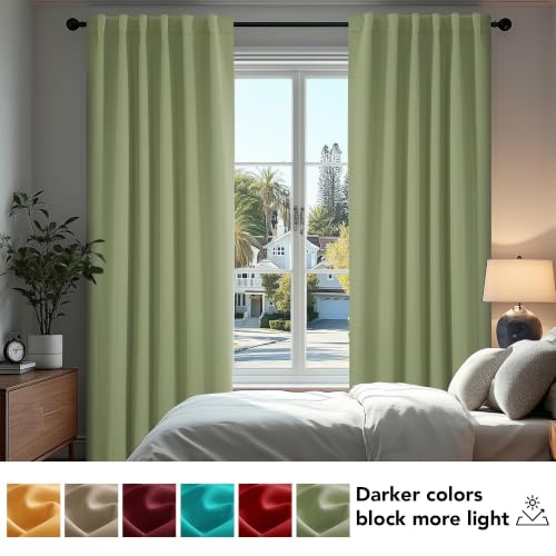Blackout Curtains for Bedroom (Sage / 70"W x 95"L (Pack of 2))