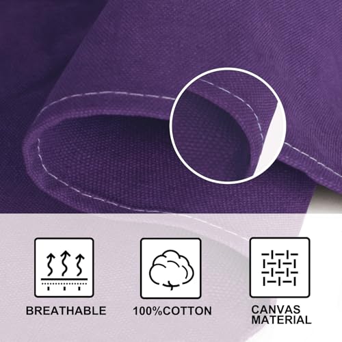 Chef Apron for Men Women Canvas Aprons with 3 Pockets Cross Back Resistant Work Apron for Cooking Grilling Baking BBQ Barber Kitchen (Purple)