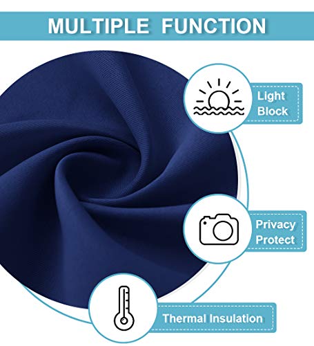 Short Blackout Privacy Curtains 30 inch Long for Bathroom Window (Marine Blue / 42"W x 30"L (Pack of 2))