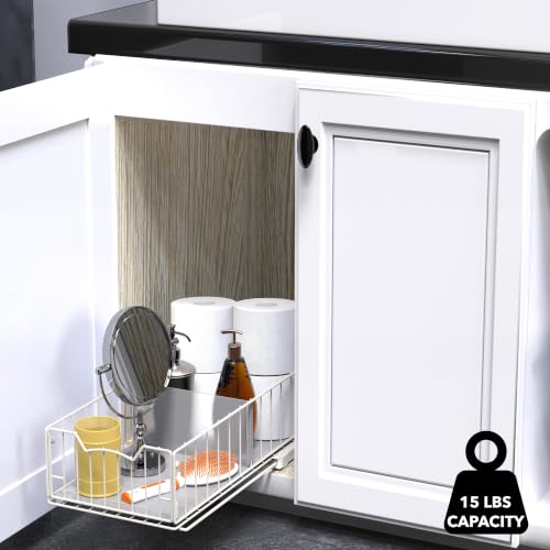Pull Out Cabinet Sliding Basket (White)