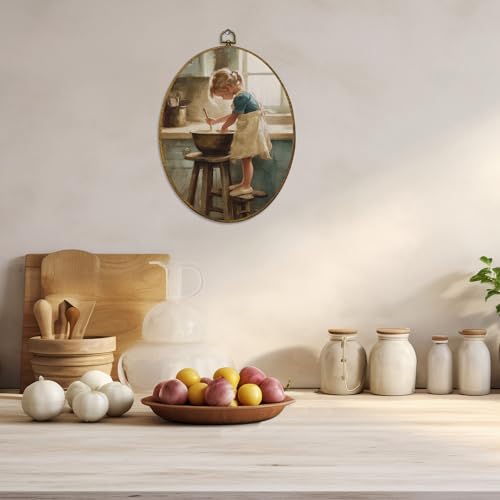 Vintage Rustic Kitchen Oval Wall Art Decor (Colour 25)