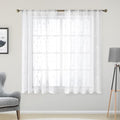 White Sheer Kitchen Curtains 52 x 54 Inch Length 2 Panels Embroidered Leaf Pattern Short Curtains for Bedroom Half Small Window Rod Pocket Tiers (52"W x 54"L (Pack of 2) / 4-white)