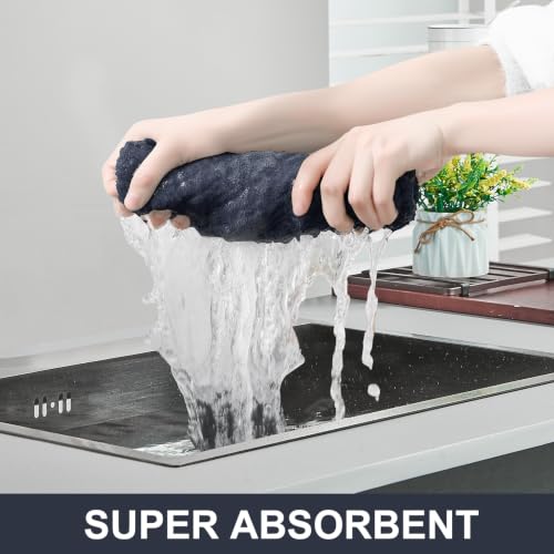 Large Premium Cotton Kitchen Towels 16"x 28" (Dark Grey / 16" X 28" - 12 Pack)