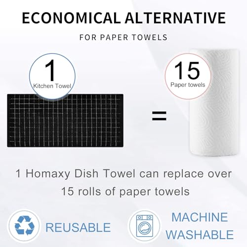 100% Cotton Terry Kitchen Towels (Navy+white+grey+black / 13 X 28 - 8 Pack)