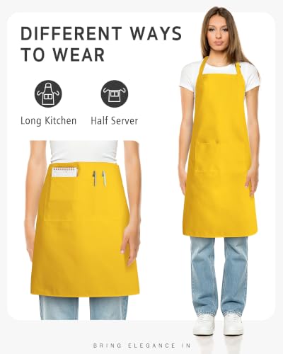 Chef Apron for Men Women with Pockets (Yellow)