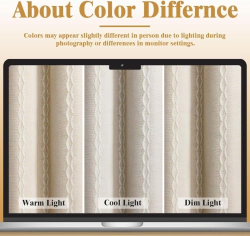 Boho 100% Blackout Curtains 2 Panels Linen Blend Beige 52W X 70L (Beige / 52"W x 70"L (Pack of 2))