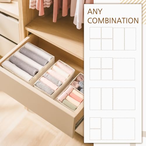 15 Pack Drawer Organizer for Clothes (15 PACK Beige)