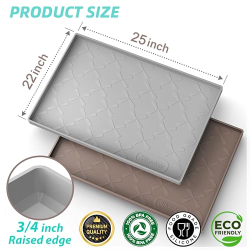 Waterproof Under Sink Mat 25" x 22" Silicone Mat Cabinet Protector (Gray / 25"W x 22"L)