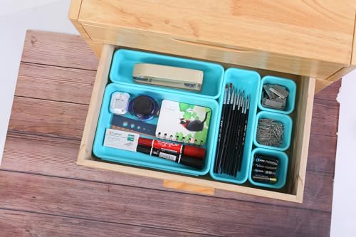 15PCS Interlocking Drawer Organizer (Blue&Green / 15 pieces)