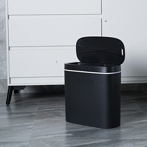 14 Liters Automatic Bathroom Trash Can with Lid (14L Black)