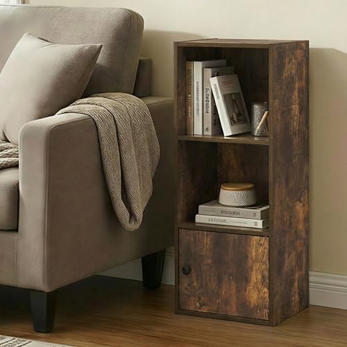 LUDER Book Shelf (Amber Pine / 3-Cube with Cabinet)