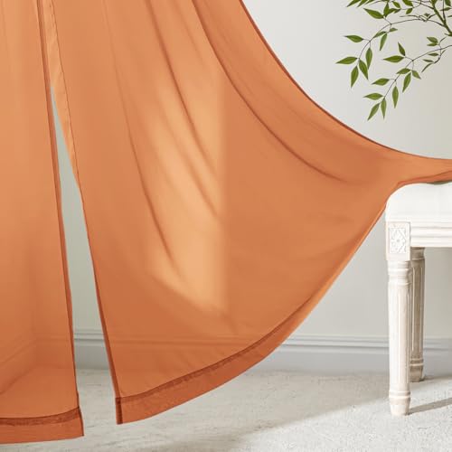 Fall Orange Sheer Curtains 72 Inches Long 4 Panels 42 x 72 Inches (42"W x 72"L (Pack of 4) / Orange)