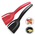 2 in 1 Flipper Spatula with tongs (Black and Red)