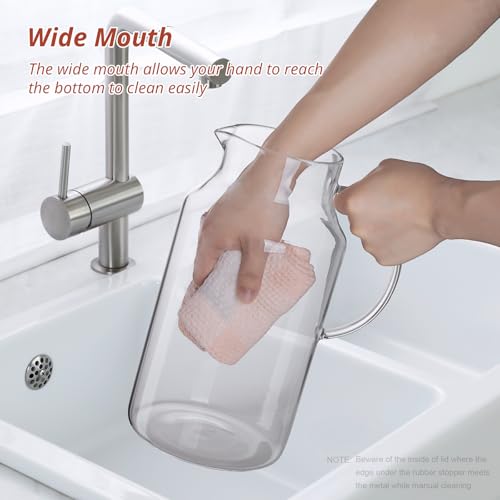 1 Gallon Glass Pitcher with Lid and Handle (128OZ-1 PACK / Clear)