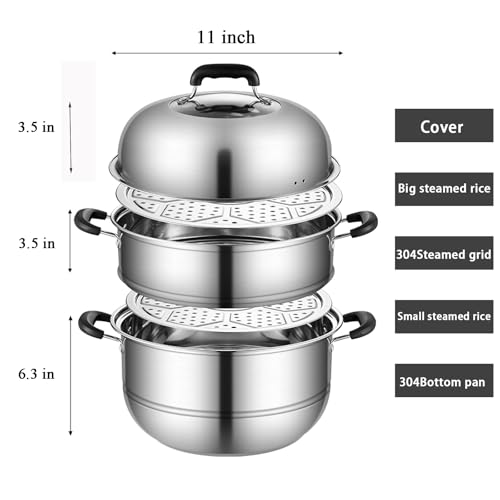 Steamer Pot for Cooking 11 inch Steam Pots with Lid 2 (11 Inch)
