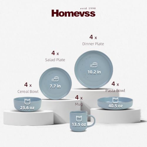 HomeVSS 20 Piece Dinnerware Set (Service for 4 - 20pc Set / Matte Blue)