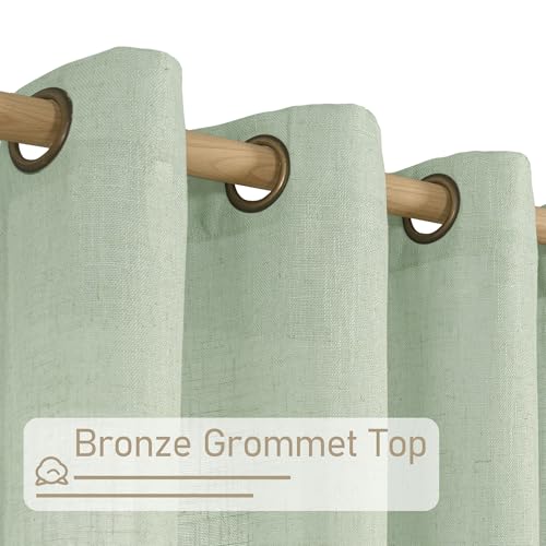 Semi Sheer Linen Curtains for Living Room 84 inch Length 2 Panels (52"W x 84"L (Pack of 2) / Fresh Green)
