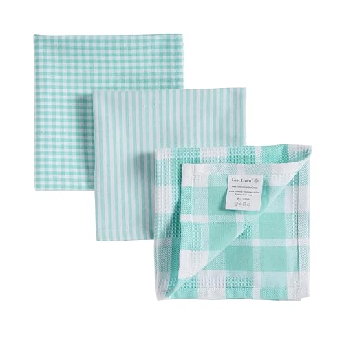 100% Cotton Kitchen Dish Cloths (12"x12" - 12 Pack / 04: Aqua)