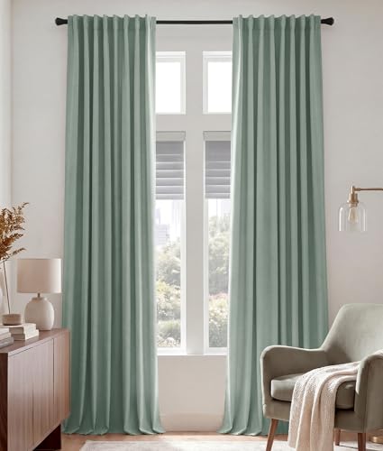 102 inch Long Curtains 2 Panels Set for Living Room Bedroom (Sage Green / 52"W x 102"L (Pack of 2))