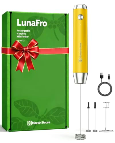 LunaFro Rechargeable Milk Frother (Warm Yellow (Gift Box))
