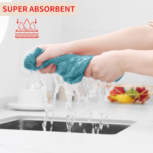 100% Cotton Waffle Weave Kitchen Dish Cloths 6 (Lake Blue / 12 X 12 - 6 Pack)