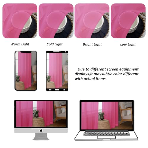 Extra Long Sheer Curtains 120 Inches Long 2 Panels Set (Hot Pink / 42"W x 120"L (Pack of 2))
