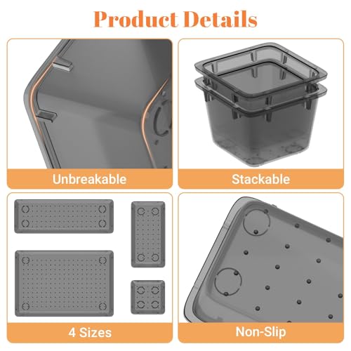 15 PCS Plastic Drawer Organizer Set (Black)