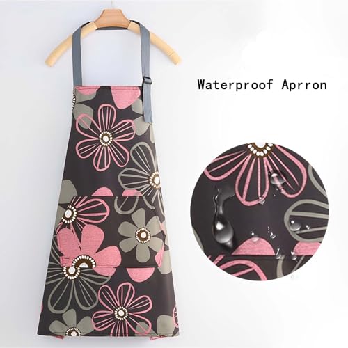 Floral Aprons with Pocket Blooming Floral Womens Waterproof Apron (Violet)
