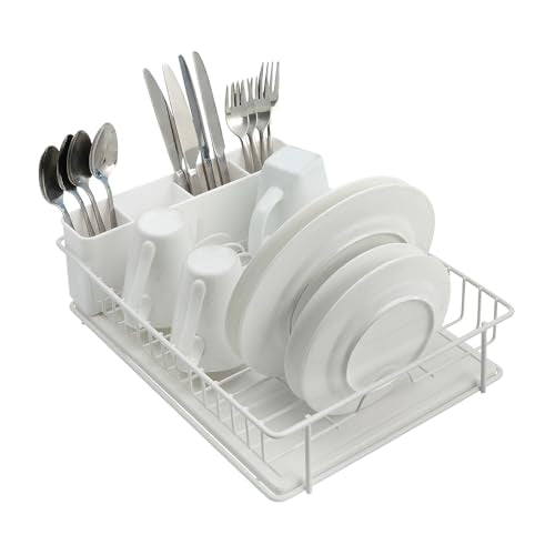 304 Stainless Steel Compact Dish Drying Rack (White)