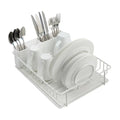 304 Stainless Steel Compact Dish Drying Rack (White)