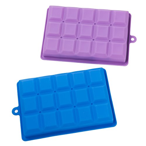 Silicone Square Ice Cube Trays with Lids 2 Pack (2 SET SKY Purple (15 Cube))