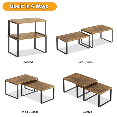 Kitchen Cabinet Organizer Shelf Set of 4 (Rustic Brown)