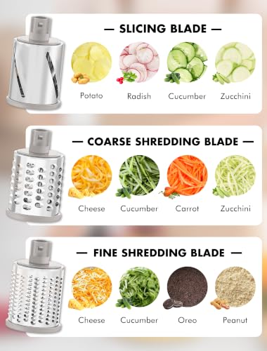 Cheese Grater Hand Crank (Grey White / 5 Blades)