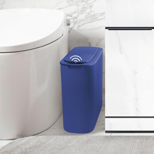 Automatic Motion Sensor Bathroom Trash Can with Lid (Blue)