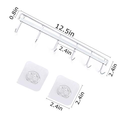 Adhesive Wall Hooks Rack Kitchen Rail (White)